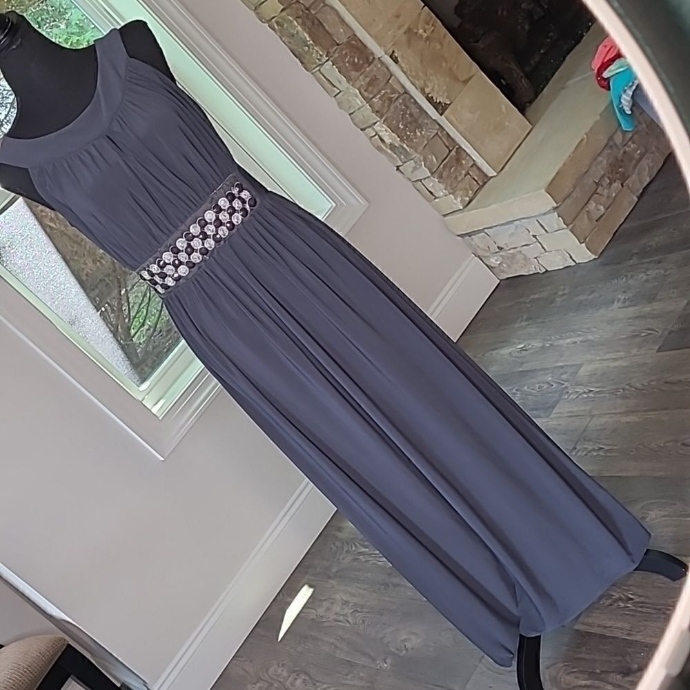 NWT Nic & Dom Gray Maxi Dress with Beading at Waistline